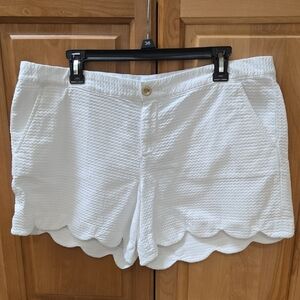 Lilly Pulitzer High Waist White Scalloped Shorts